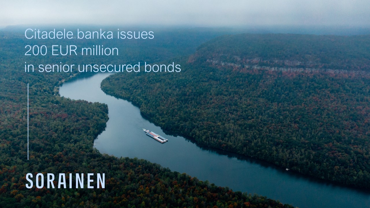 Citadele banka issues 200 EUR million in senior unsecured bonds - Sorainen